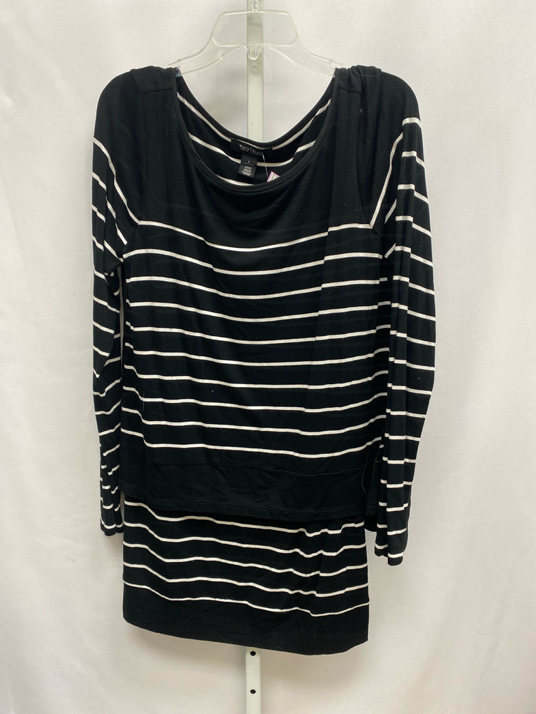 Size Large WHBM Black stripe Long Sleeve Dress