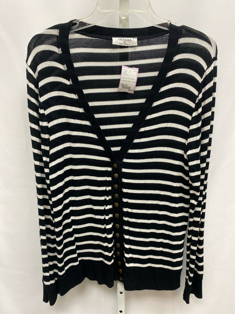 Zenana Size XL Black stripe Cardigan