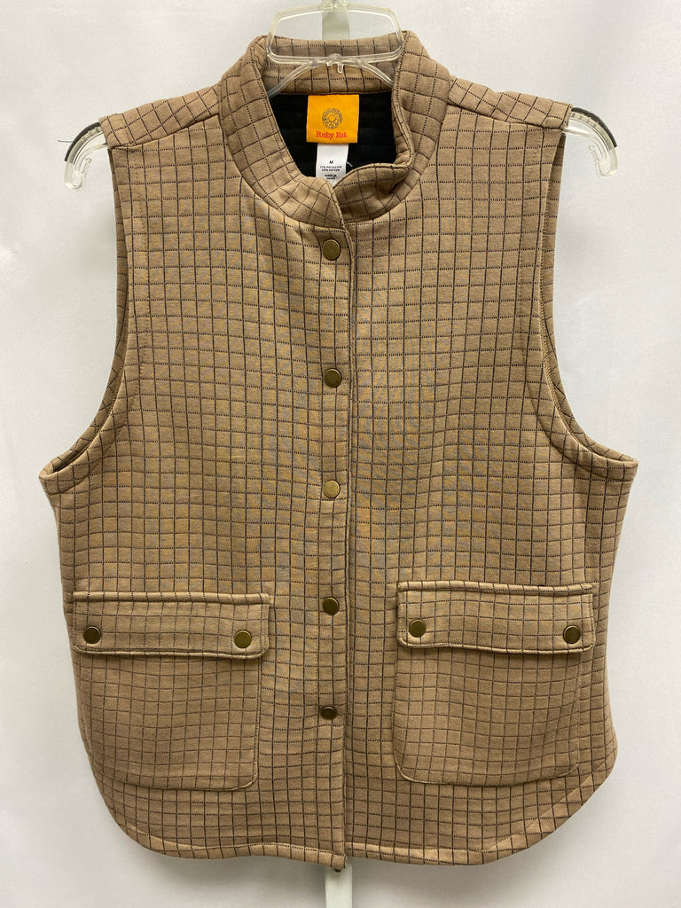 Size Medium Ruby Rd. Tan Checked Vest/Outerwear