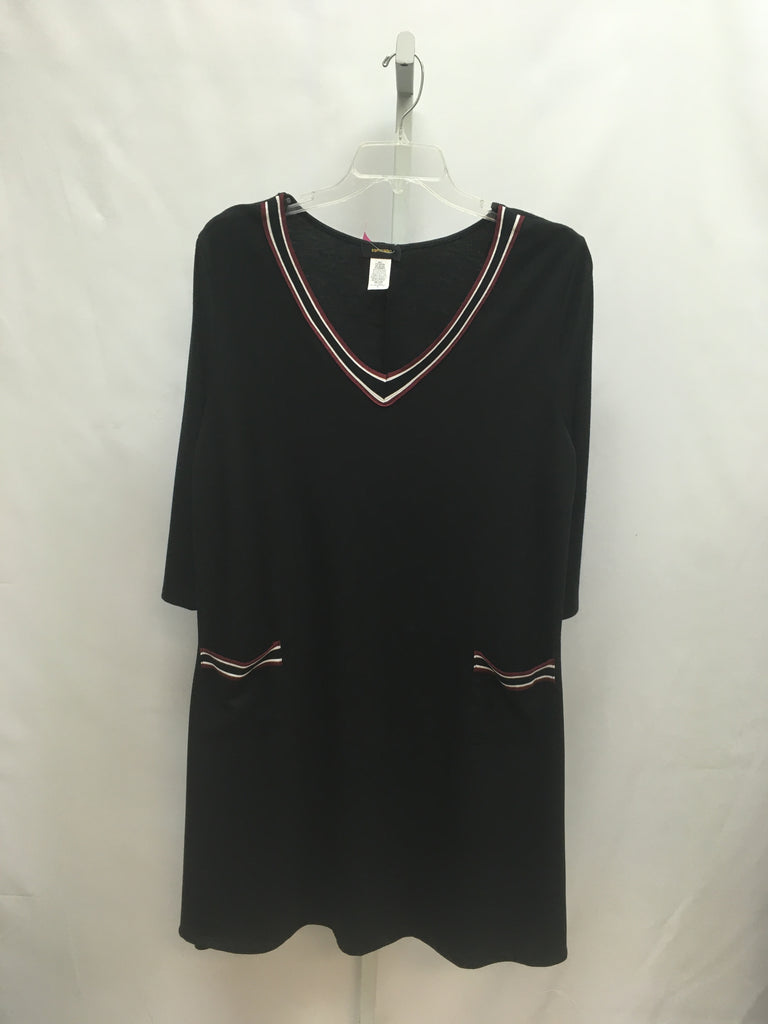 Size 2X Espresso Black 3/4 Sleeve Dress