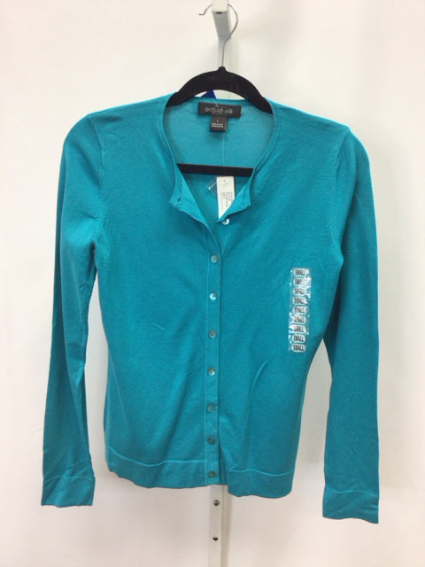 August Silk Size Small Teal Cardigan