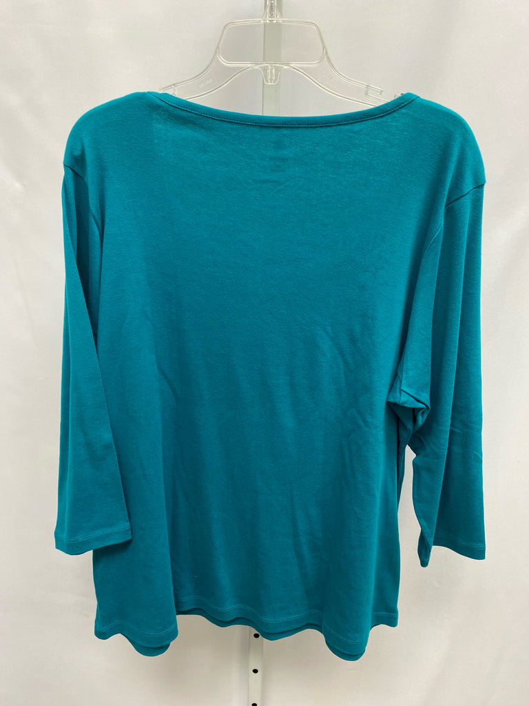 Caslon Size 2X Teal 3/4 Sleeve Top