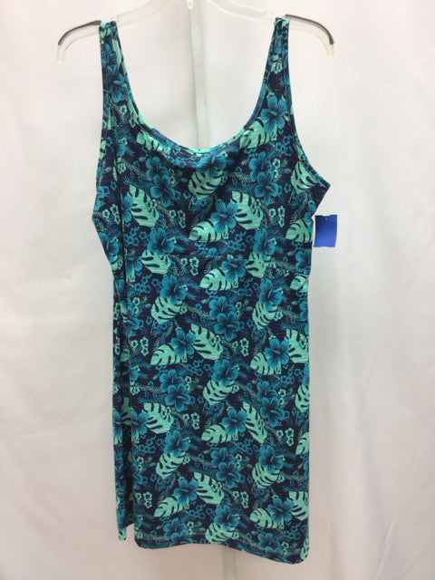 Size 2X Columbia Blue Print Sleeveless Dress