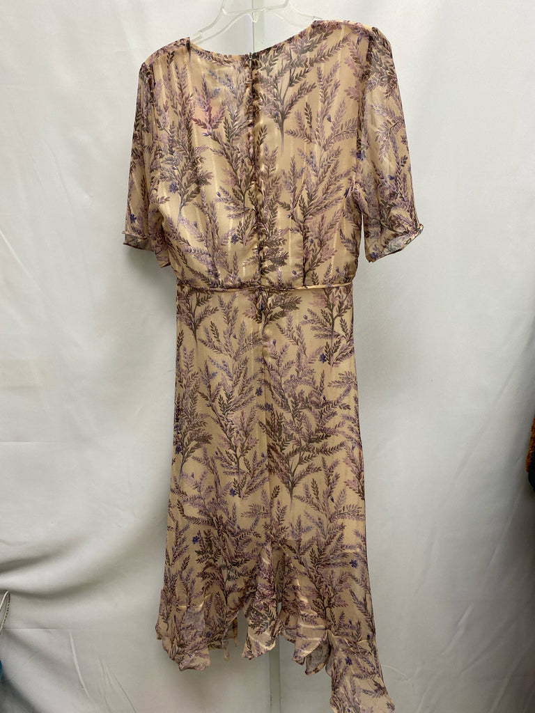 Size Medium Sundance Tan Floral Short Sleeve Dress