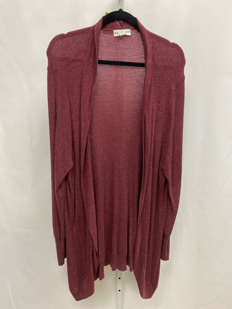 AVA & VIV Size 3X Burgundy Cardigan