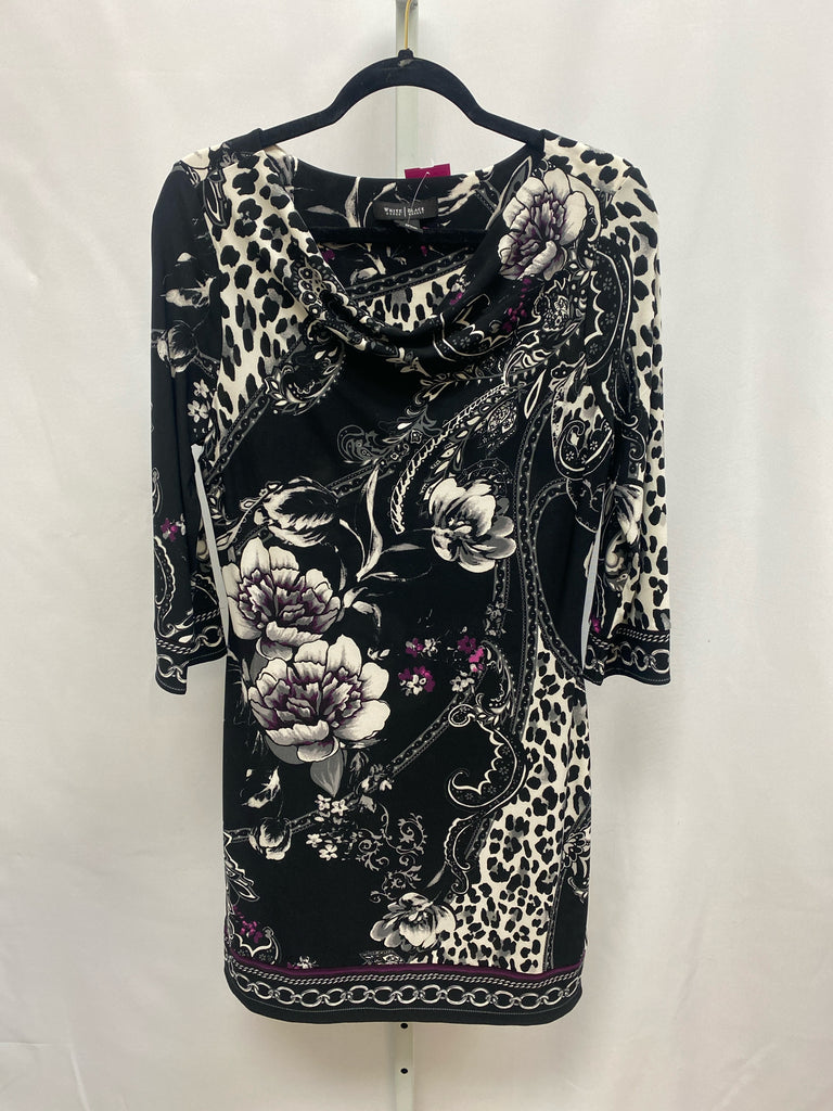 Size Medium WHBM Black Floral 3/4 Sleeve Dress