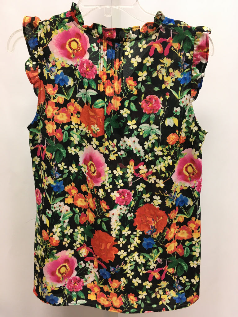 Rose & Olive Size Small Black/Multi Short Sleeve Top