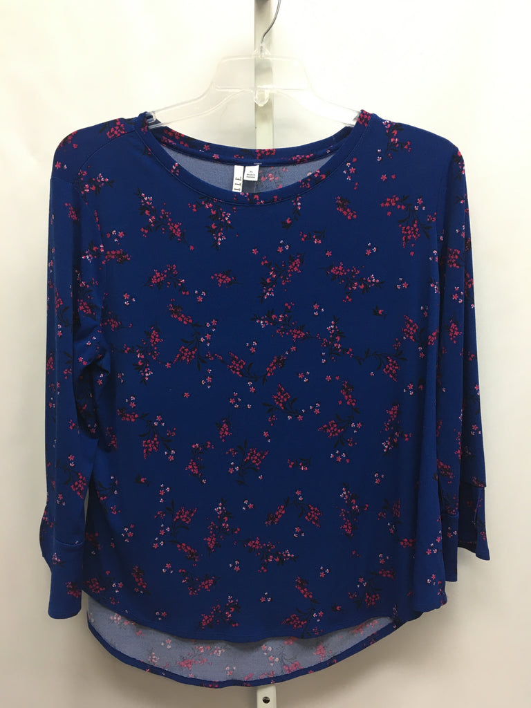 Elle Size XL Blue Floral 3/4 Sleeve Top