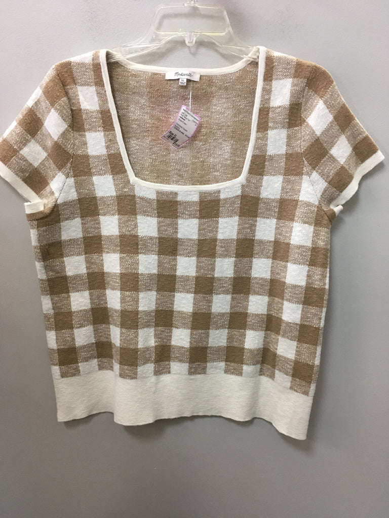 madewell Size XL Brown/Cream Short Sleeve Top