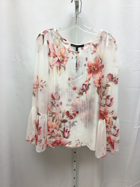 WHBM Size 16 White/Pink Long Sleeve Top