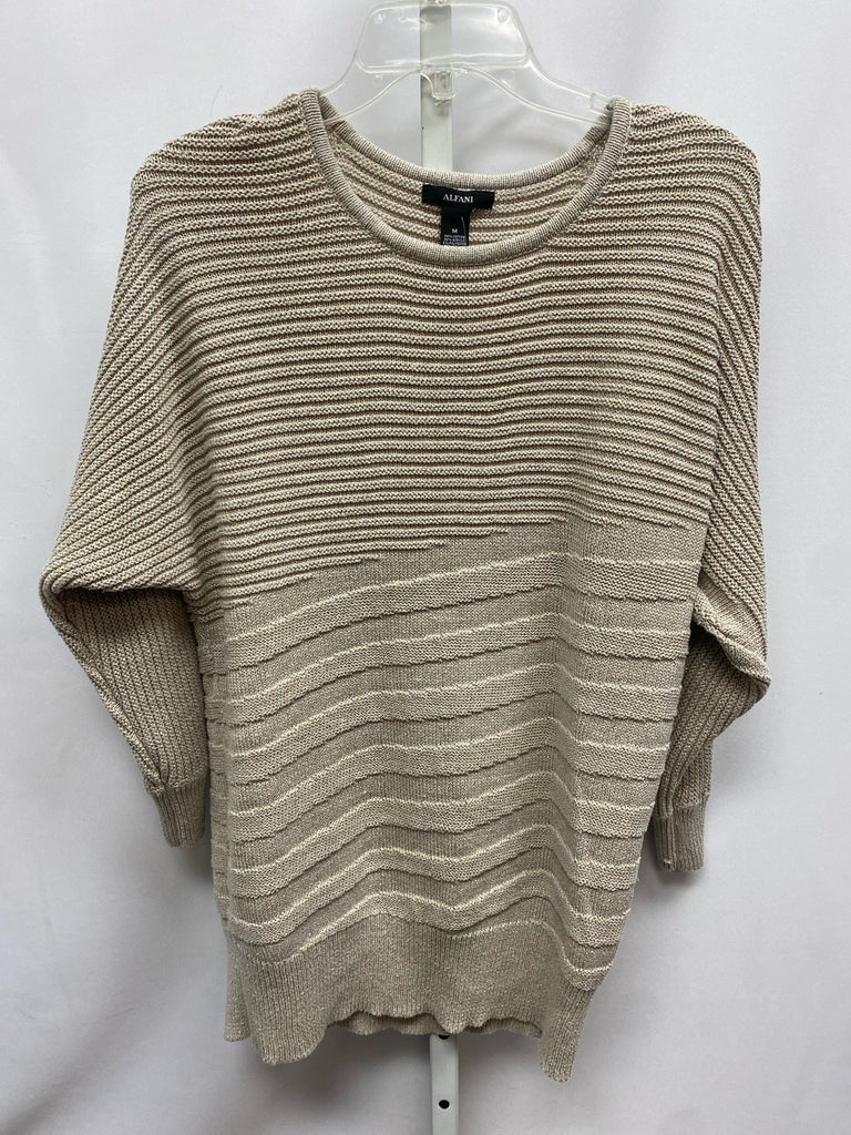 Alfani Size M Tan/Silver Long Sleeve Sweater