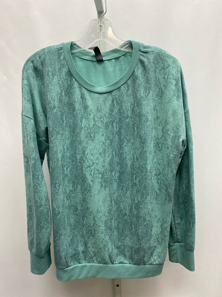 Mondetta Size Large Green Print Long Sleeve Top