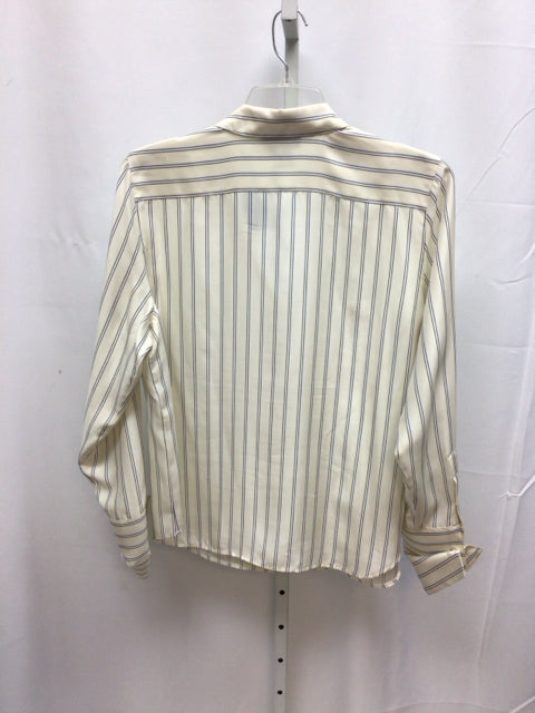 lauren Size 16 Cream Stripe Long Sleeve Top
