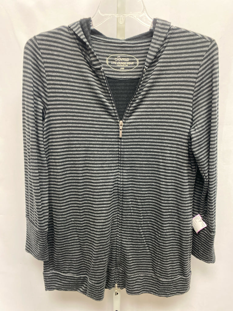 Soma Size Large Gray Stripe Hoodie