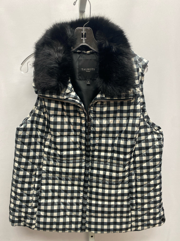 Talbots Size 1X Black Checked Vest/Outerwear
