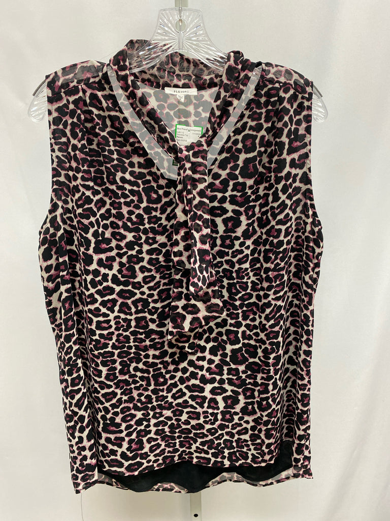 Pleione Size Medium Black Animal Sleeveless Top