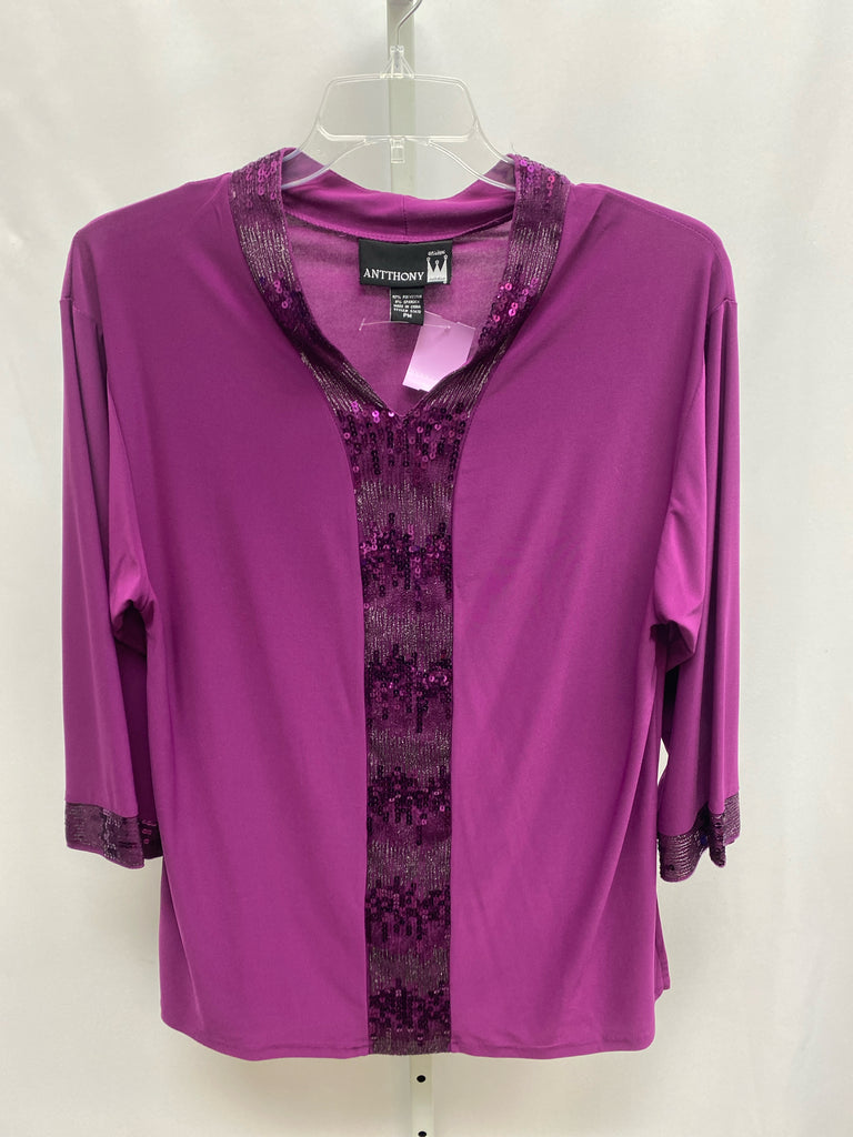 Antthony Size PM Purple 3/4 Sleeve Top