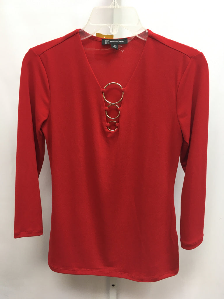 Inc Size XS Red 3/4 Sleeve Top