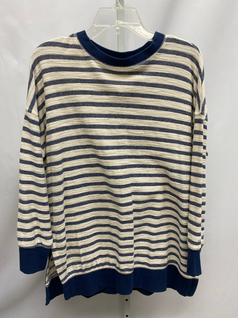 Old Navy Size Medium Cream Stripe 3/4 Sleeve Top