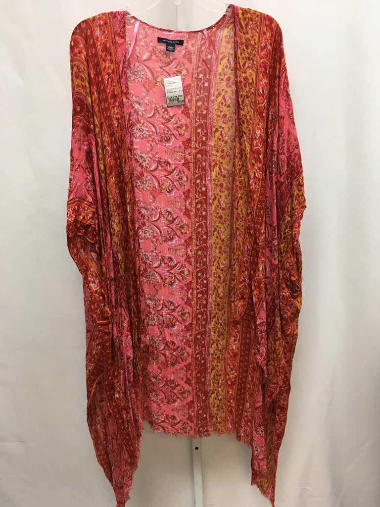 American Eagle Size One Size Red Print Cardigan