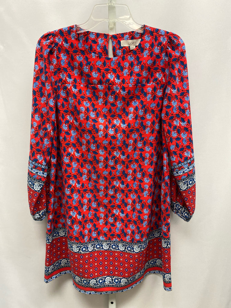 Size SP LOFT Red Floral Long Sleeve Dress