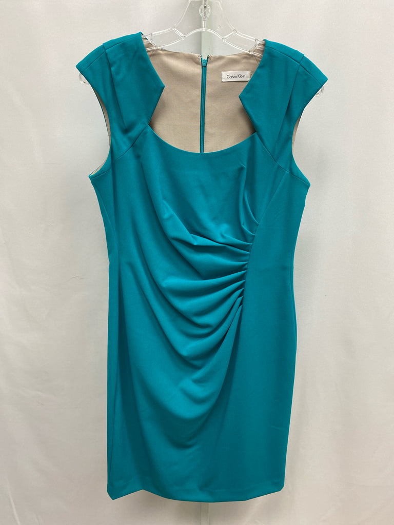 Size 10 Calvin Klein Teal Short Sleeve Dress