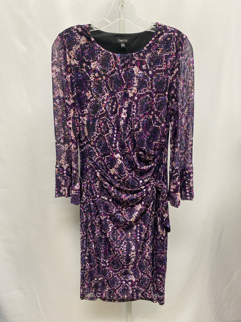 Size 8 Purple Print Long Sleeve Dress