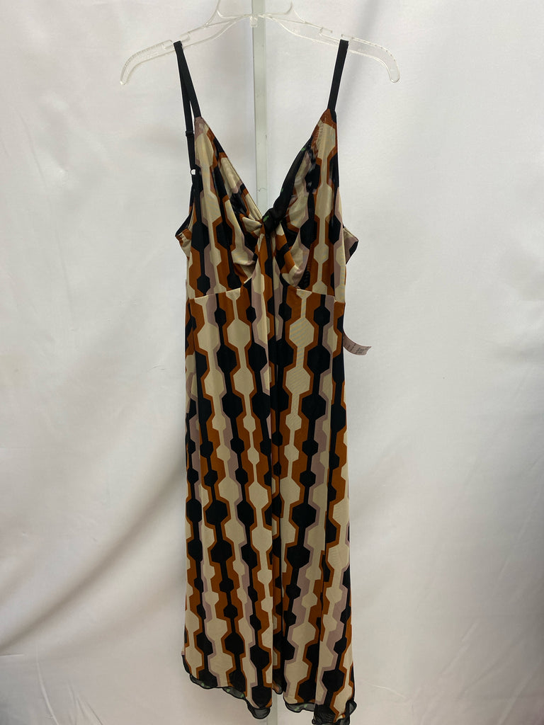 Size Medium Cabi Brown Print Sleeveless Dress