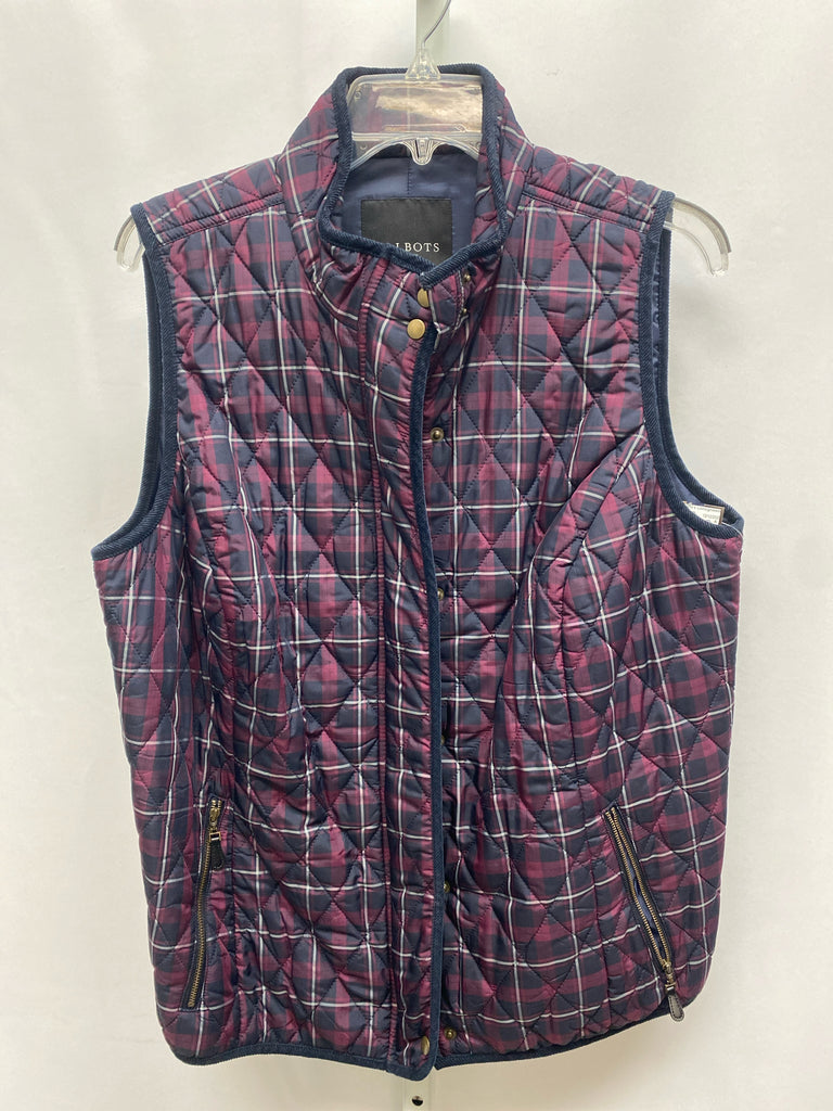 Talbots Size 1X Navy Plaid Vest/Outerwear