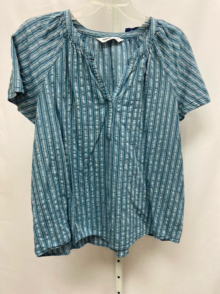 Sonoma Size XL Blue Stripe Short Sleeve Top