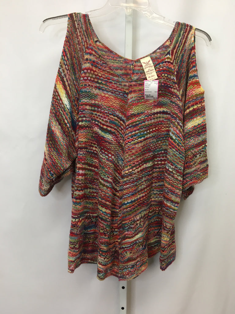 Faded Glory Size 4X Red/Multi Cold Shoulder