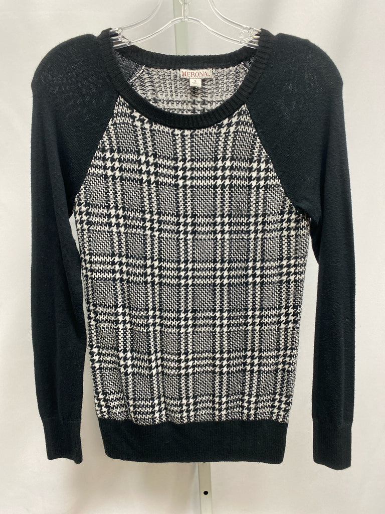 Merona Size Small Black/White Long Sleeve Top