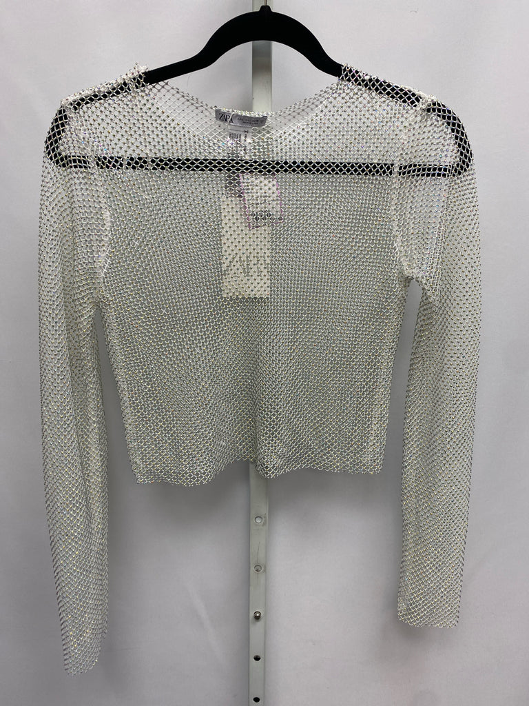 Zara Size Large White Long Sleeve Top