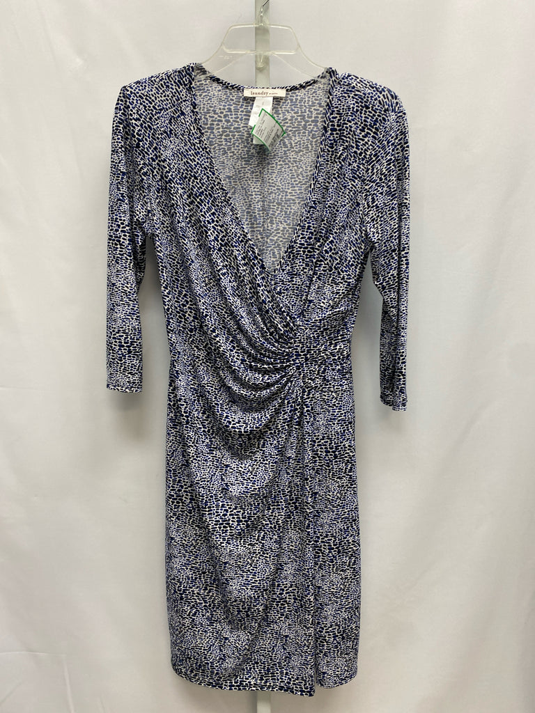 Laundry Size Medium White Print 3/4 Sleeve Dress