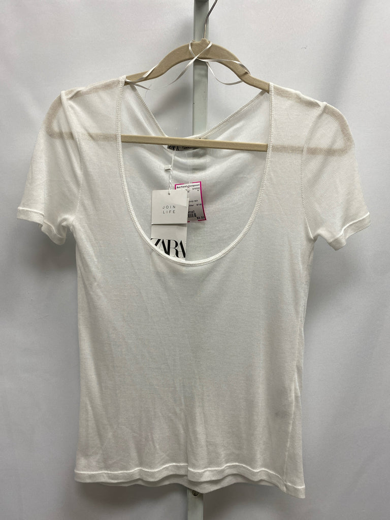 Zara Size Small White Short Sleeve Top