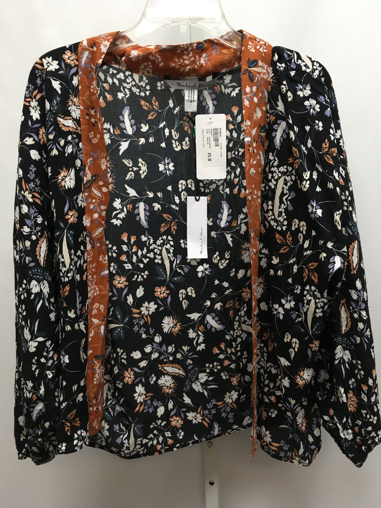 Michael Stars Size One Size Black Floral Cardigan