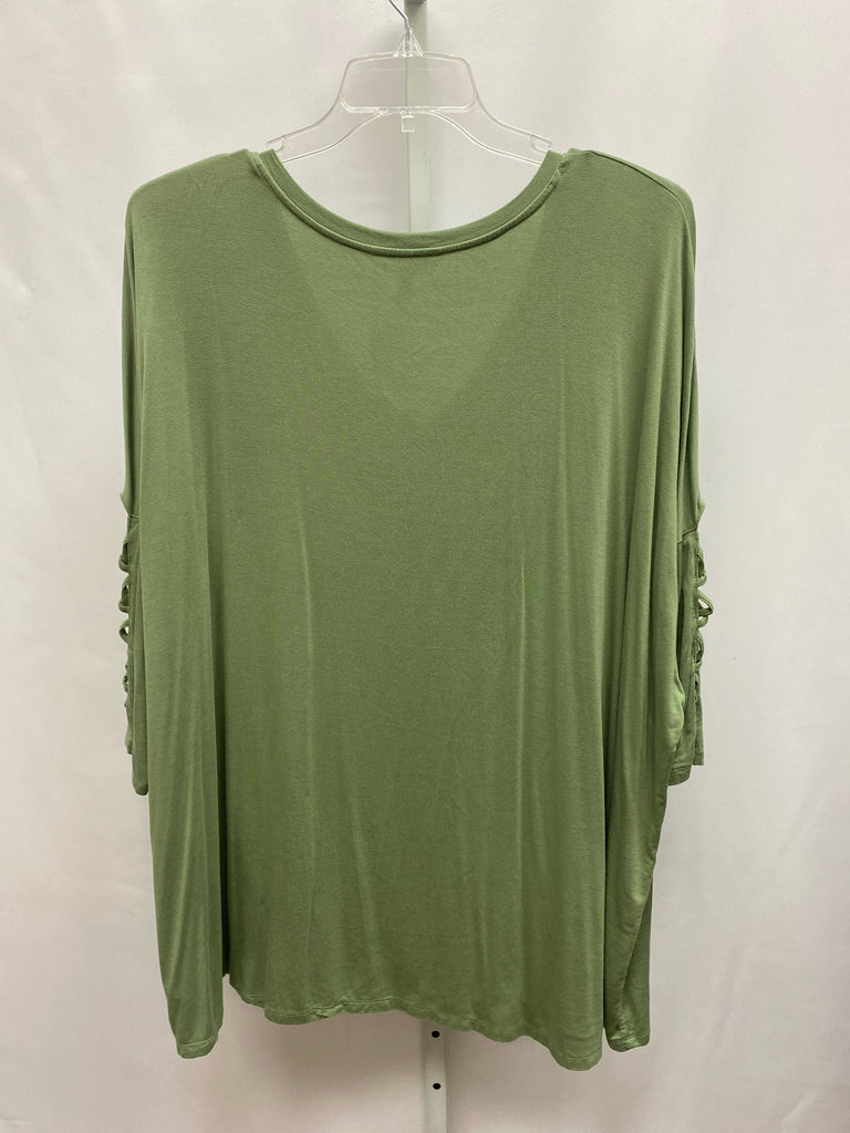 terra&sky Size 4X Olive 3/4 Sleeve Top