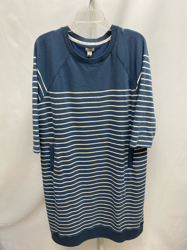 Size XL LL Bean Blue Stripe 3/4 Sleeve Dress