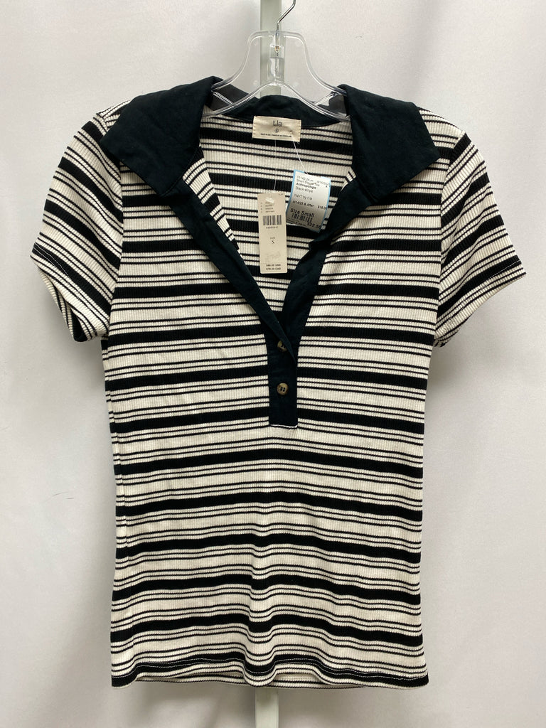 Anthropologie Size Small Black stripe Short Sleeve Top