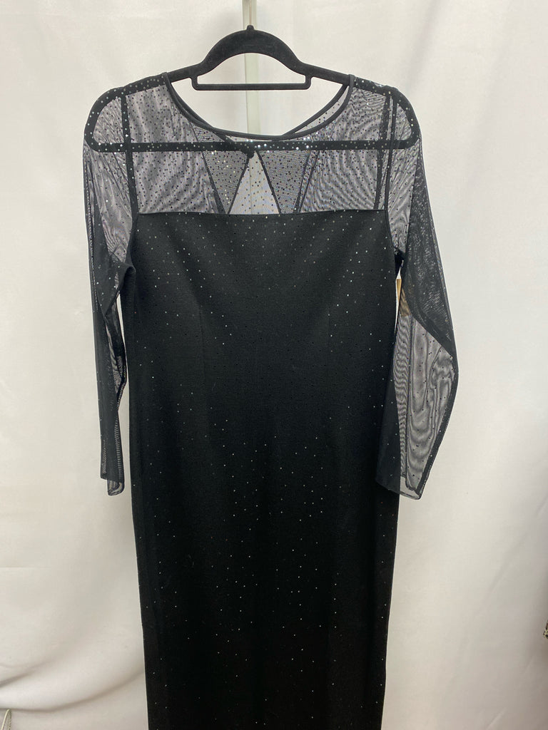 St. John Size 12 Black Sparkle Designer Dress