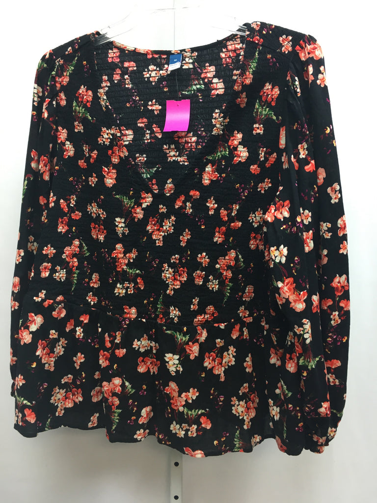 Old Navy Size 3X Black Floral Long Sleeve Top