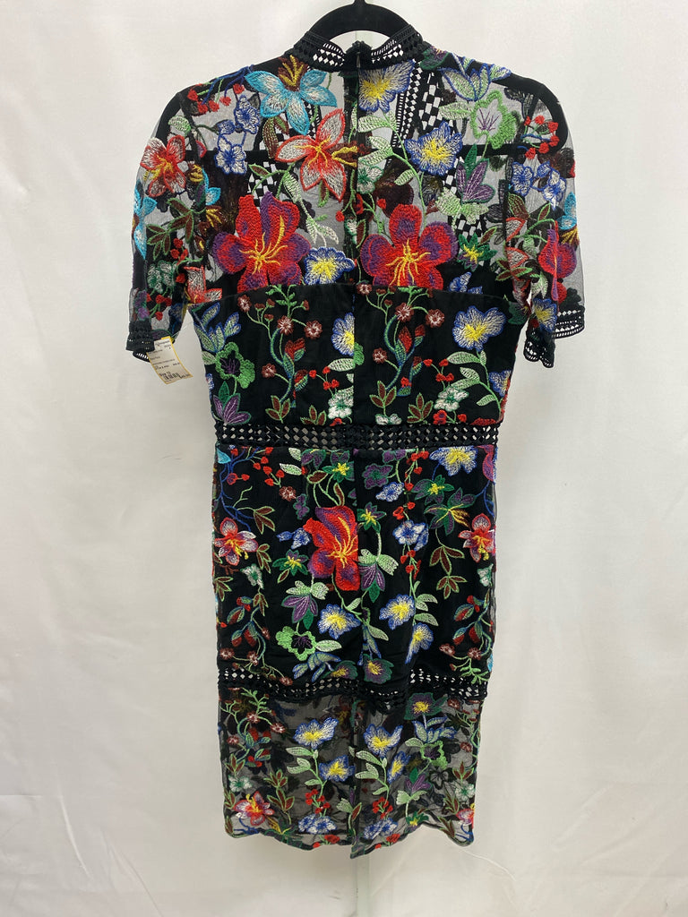 Size 10 Black Floral Short Sleeve Dress