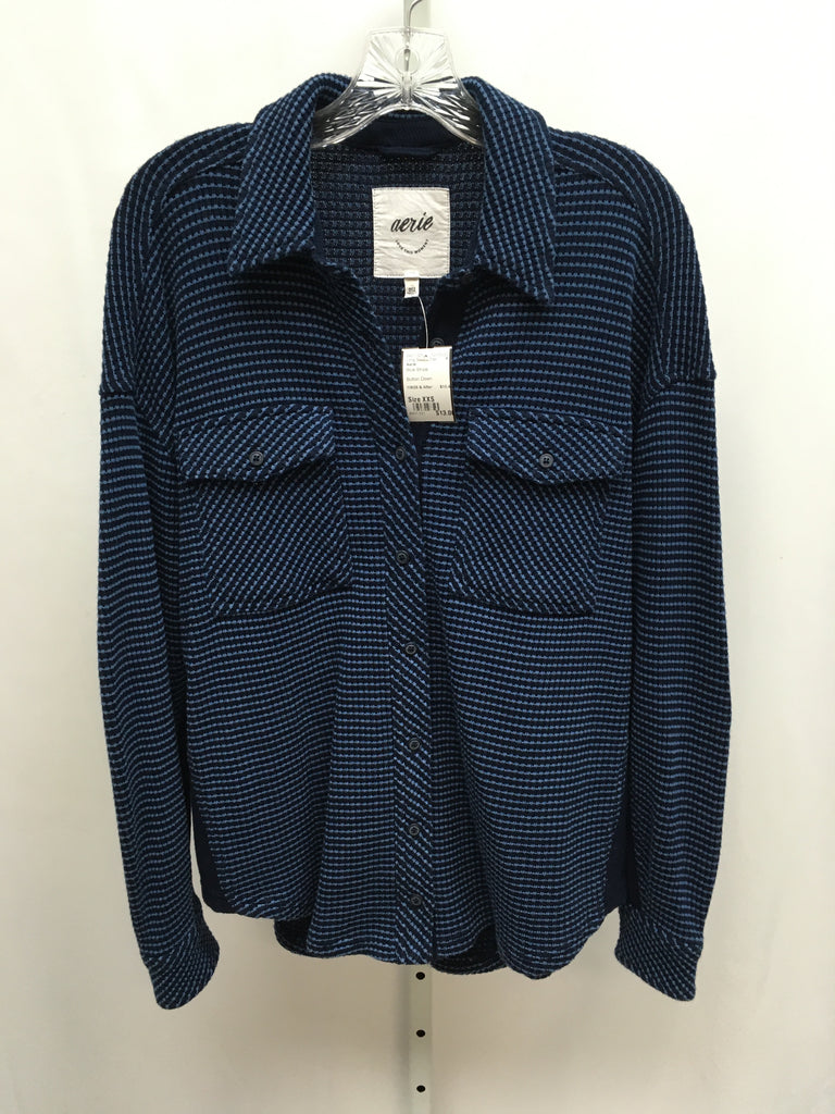 Aerie Size XXS Blue Stripe Long Sleeve Top