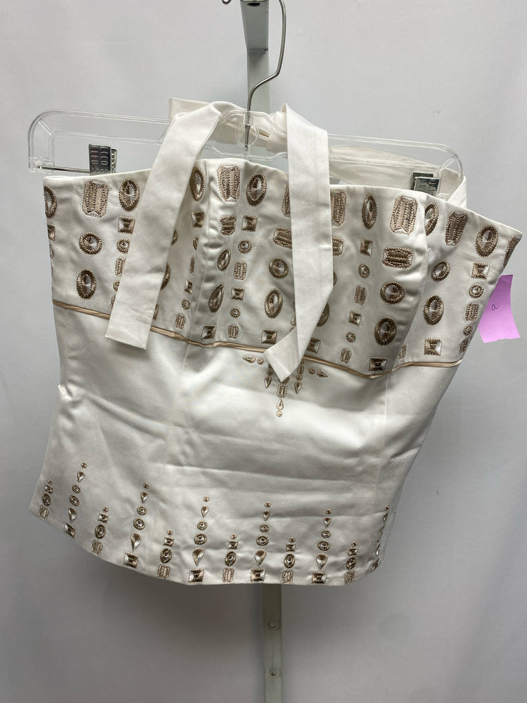 White House Black Market Size 6 White/Gold Halter