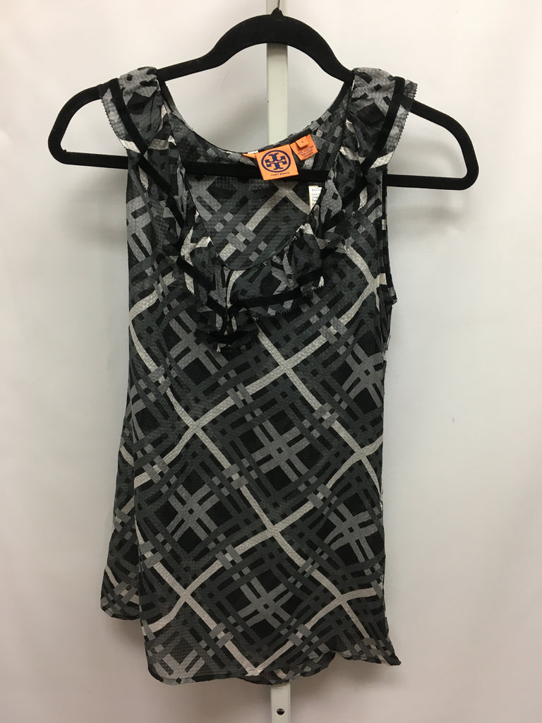 Tory Burch Size 4 Black/Gray Designer Top