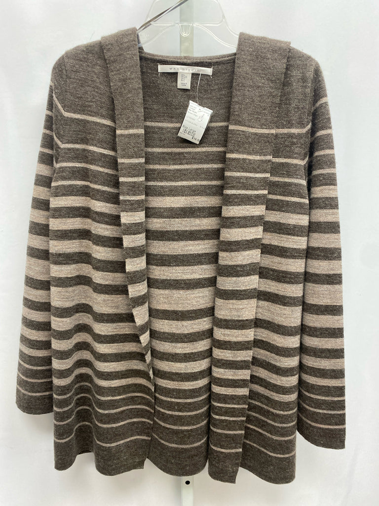 Max Studio Size Large Brown Stripe Cardigan