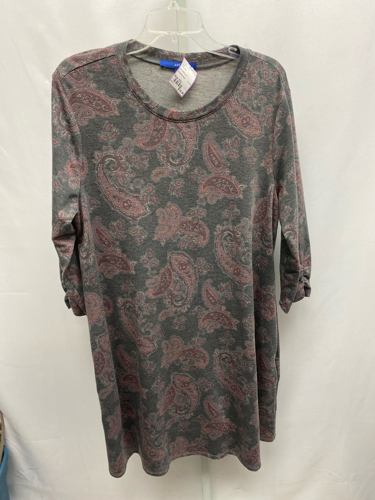 Size XXL Apt 9 Gray Print 3/4 Sleeve Dress