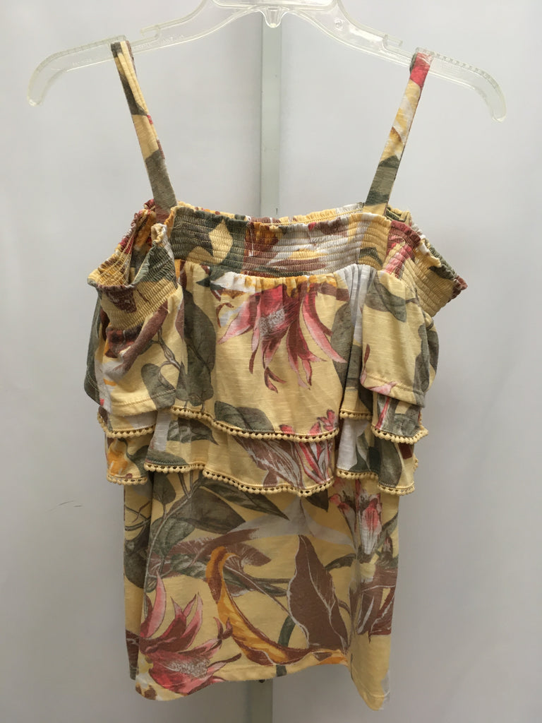 WHBM Size XS Yellow Floral Cold Shoulder