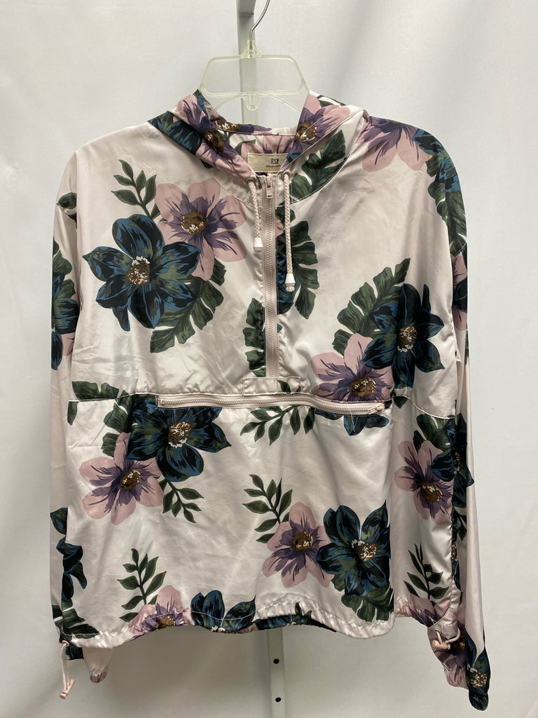 Size Large Thread & Supply White Floral Jacket/Outerwear