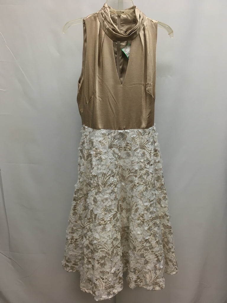 Size 10 WHBM Tan/White Sleeveless Dress